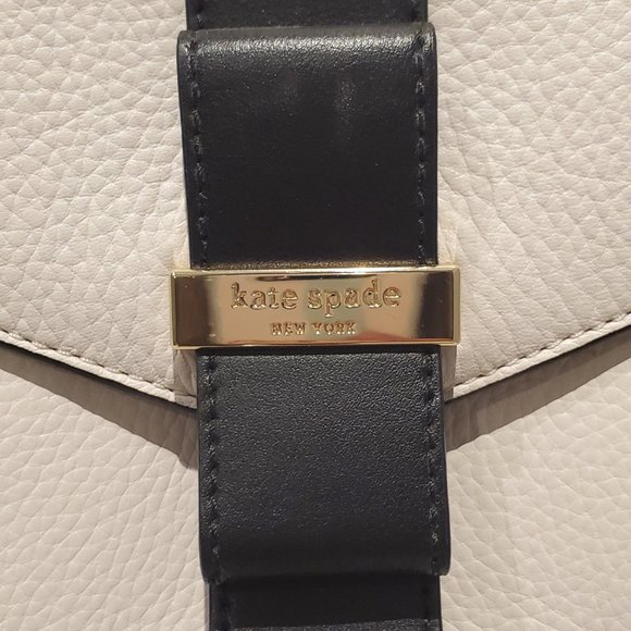 Kate Spade NY Rosaline Bow Black & White Leather Satchel Shoulder Bag - Picture 5 of 10